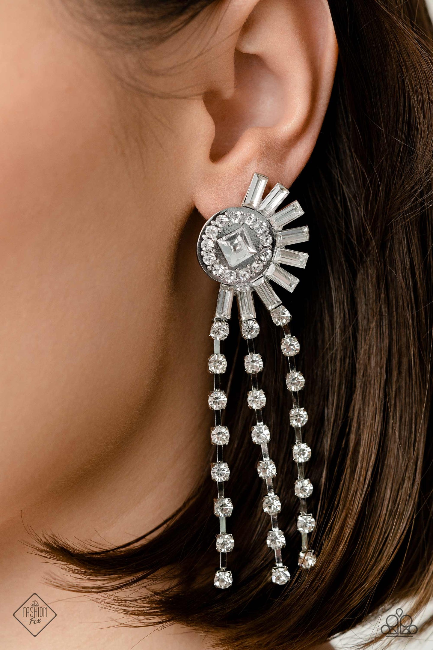 Torrential Twinkle - White Earrings