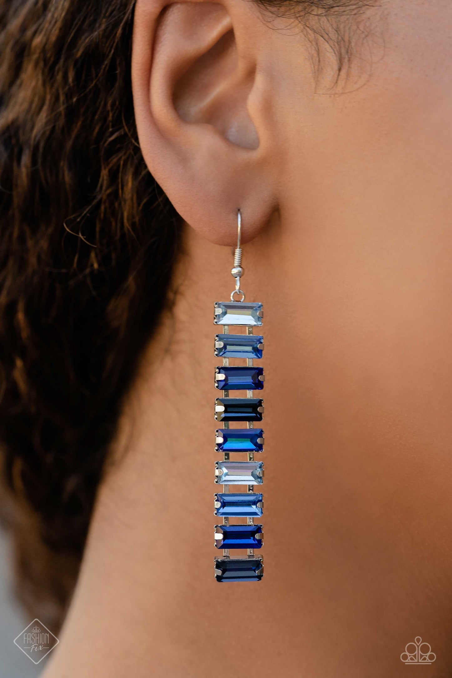 Superbly Stacked - Blue Earrings