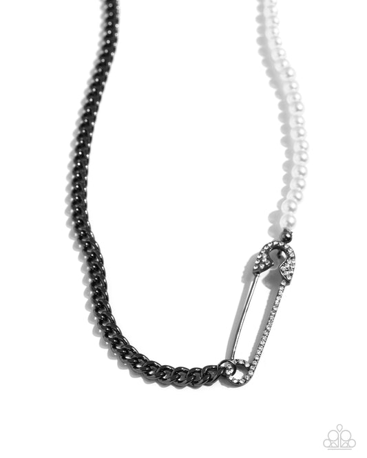 Safety Pin Style - Black Necklace