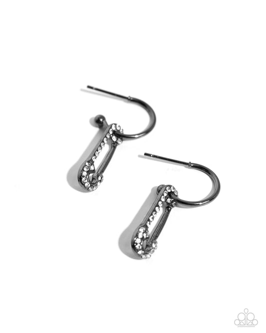 Safety Pin Sentiment - Black Earrings