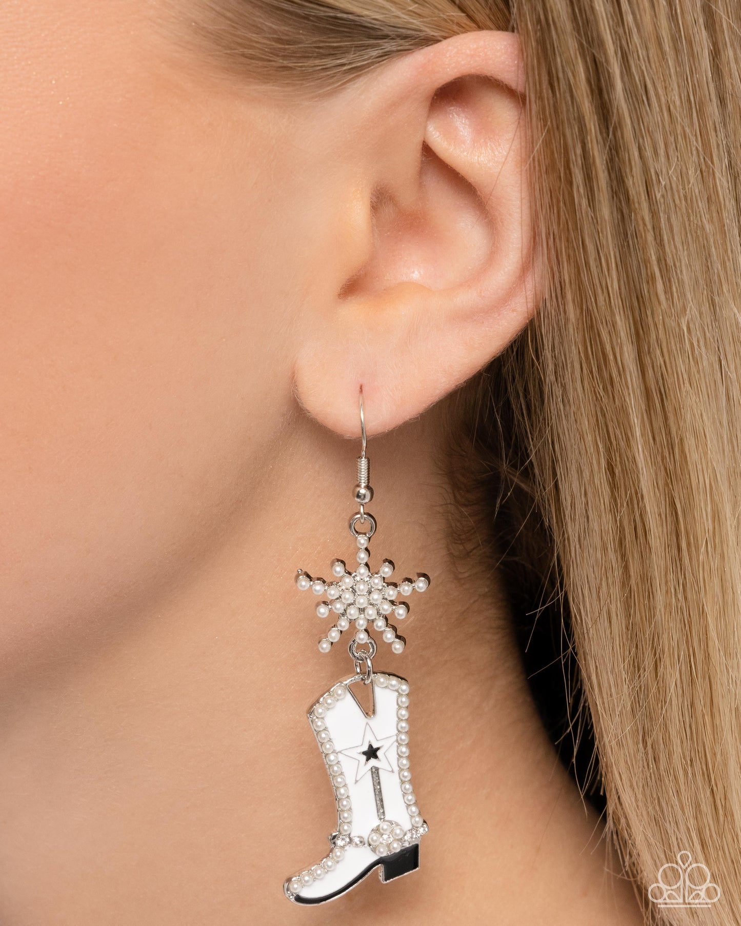 Compelling Cowboy - White Earrings