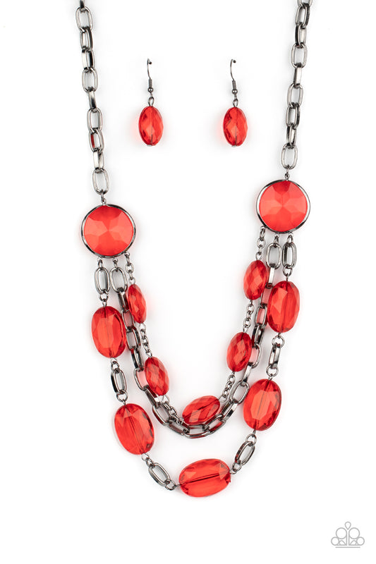 I Need a GLOW-cation - Red Necklace