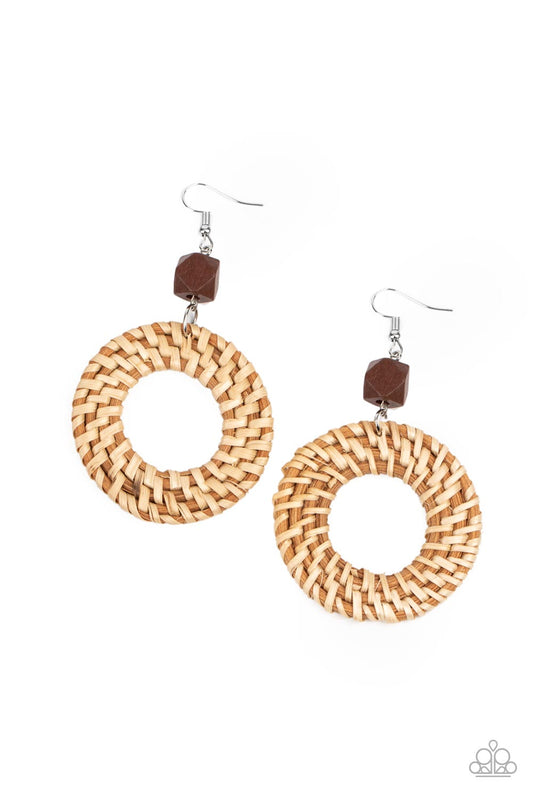 Wildly Wicker - Brown Earrings