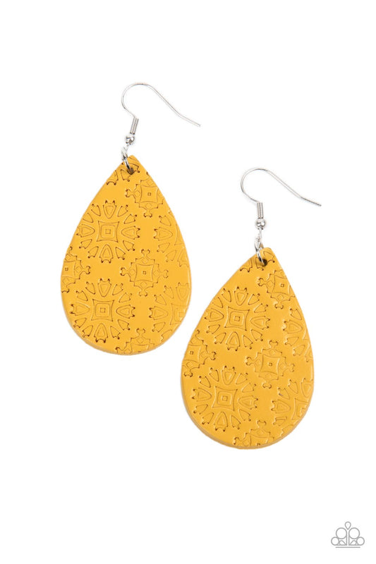 Stylishly Subtropical - Yellow Earrings