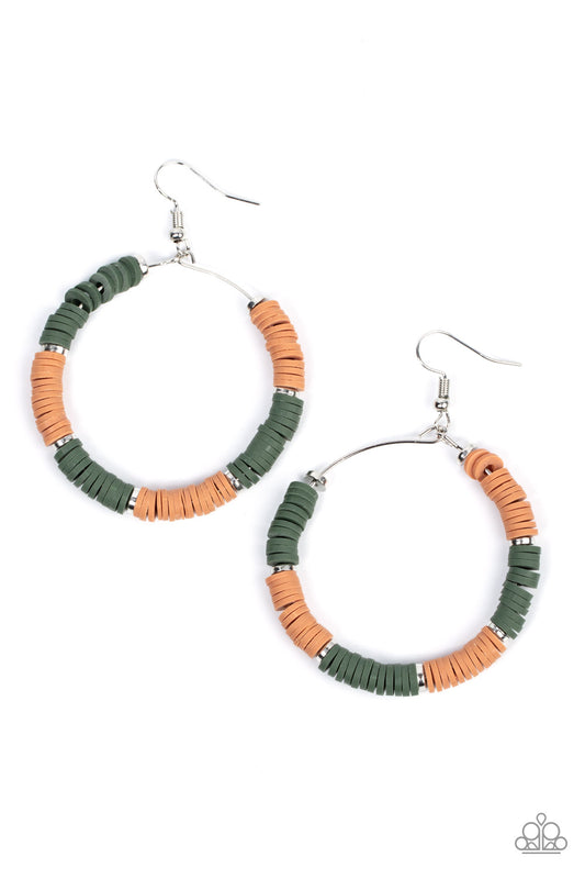 Skillfully Stacked - Green Earrings