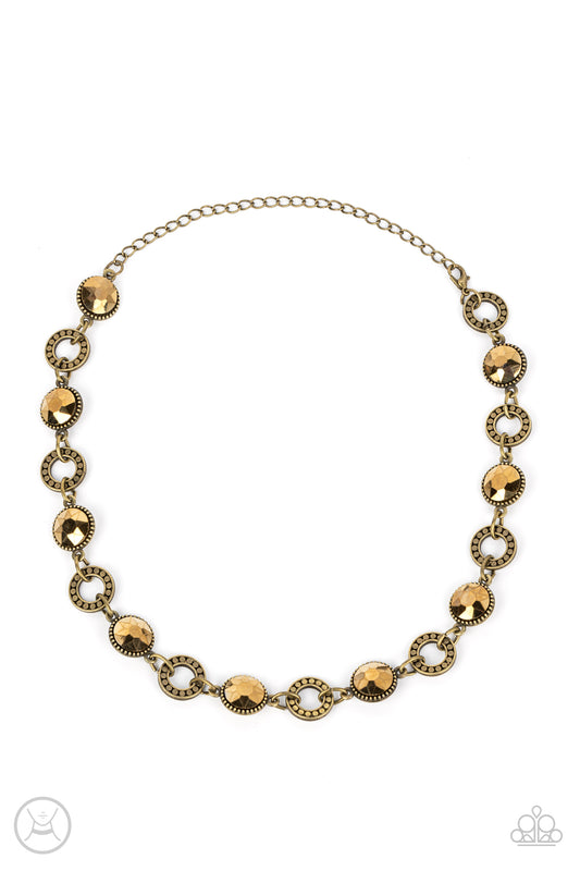 Rhinestone Rollout - Brass Necklace