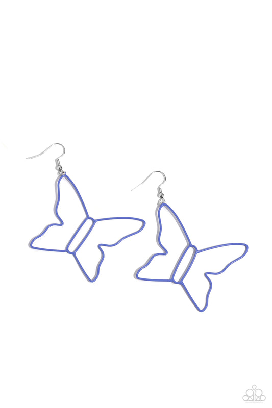 Soaring Silhouettes - Blue Earrings